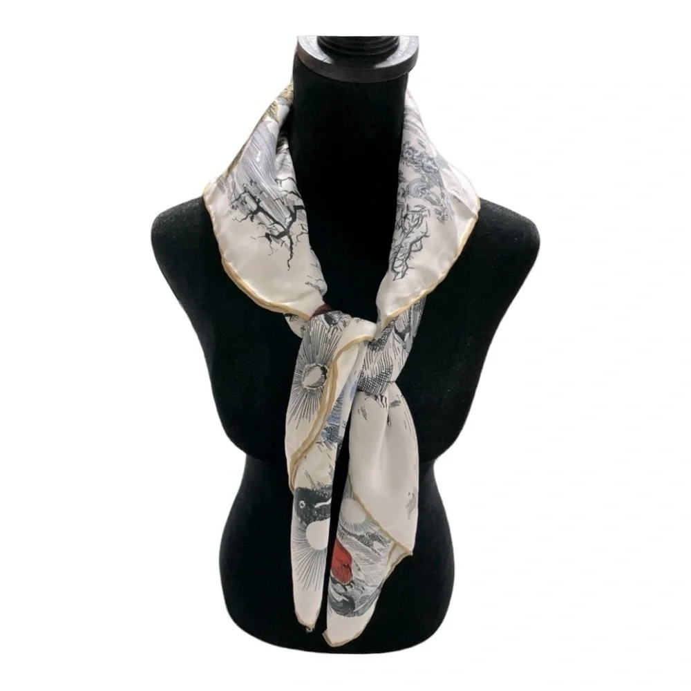 Hand Rolled CD Scarf Luxury Designer Forest Animal Print with hearts Size 34x34